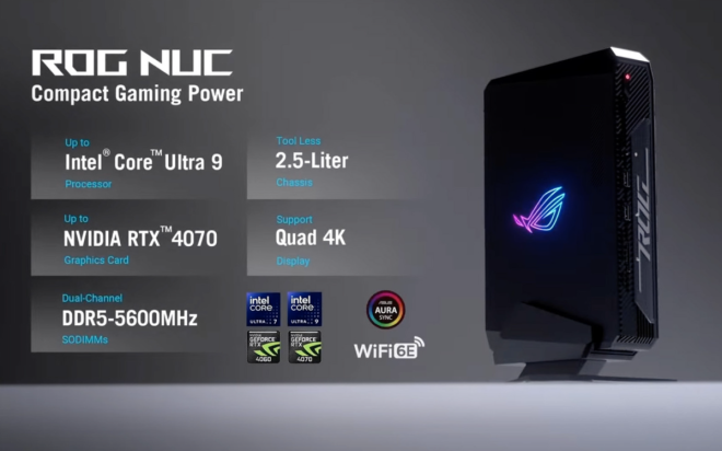 ASUS debuts its first homegrown NUC at CES 2024 with Core Ultra 9 chips and RTX 4070 graphics