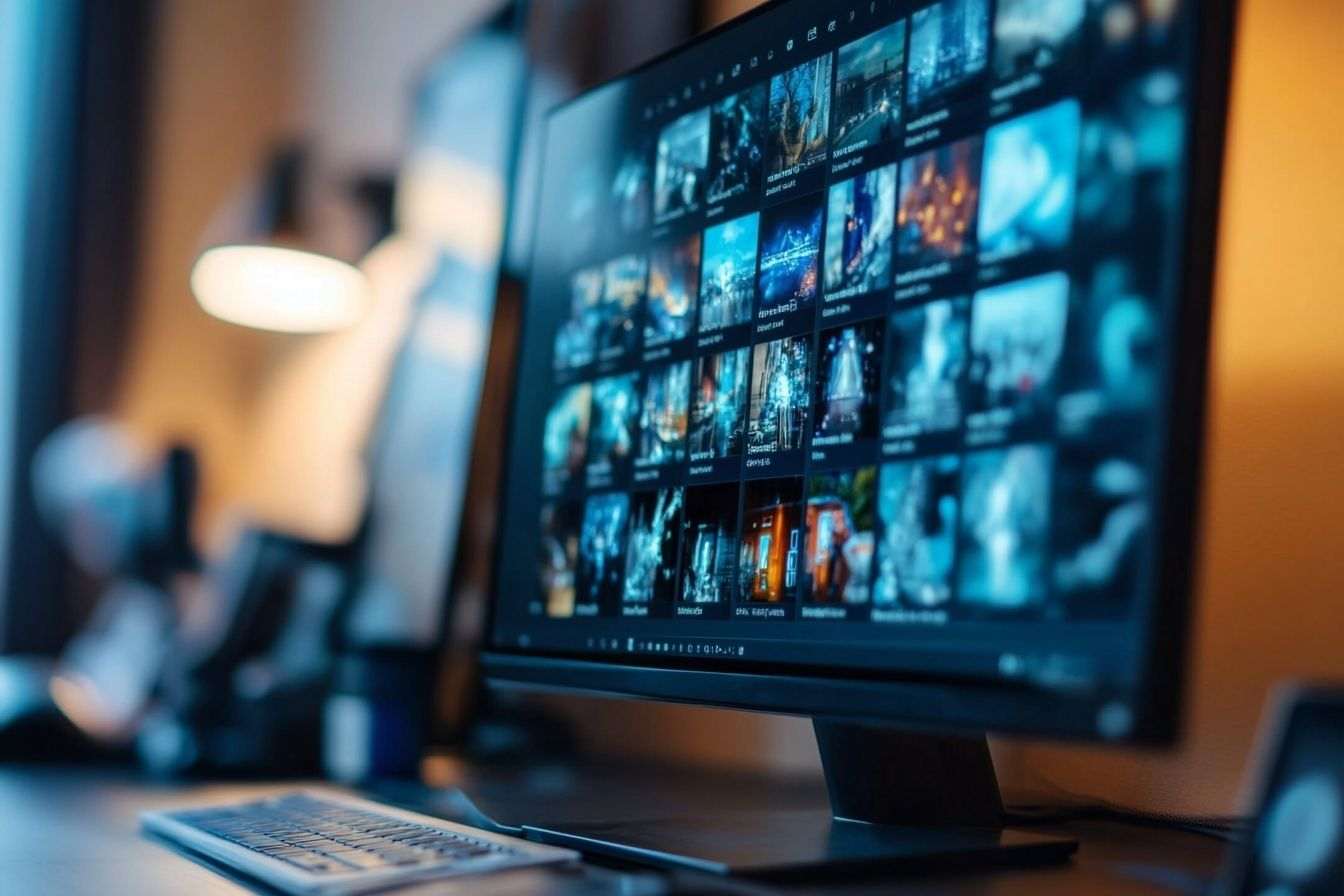 Image d'illustration. Gros plan d un écran d ordinateur avec résultats de recherche inversée d images